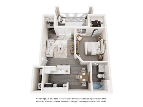 A floor plan of a house with a kitchen, living room, and two bedrooms.
